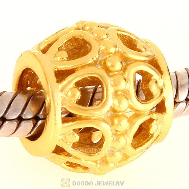 Gold Plated Sterling Silver European A Cloud Silver Lining Charm Beads