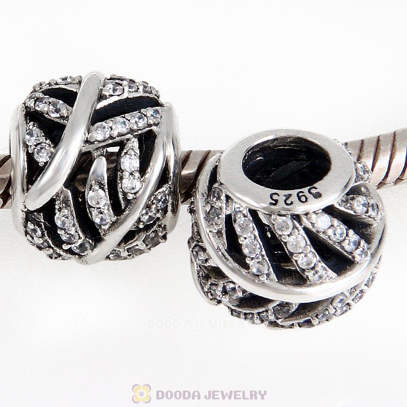 Light as a Feather Charm 925 Sterling Silver Zircon Stone Bead