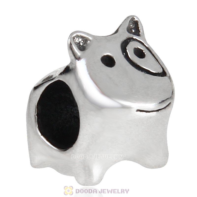  925 Sterling Silver Lovely Dog Doggie Charm Bead