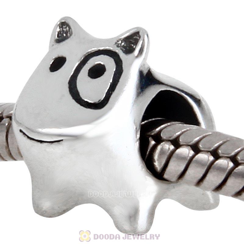  925 Sterling Silver Lovely Dog Doggie Charm Bead