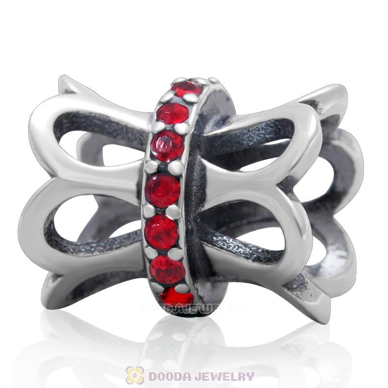 July Birthstone Lt Siam Crystal 925 Sterling Silver Charm Bead