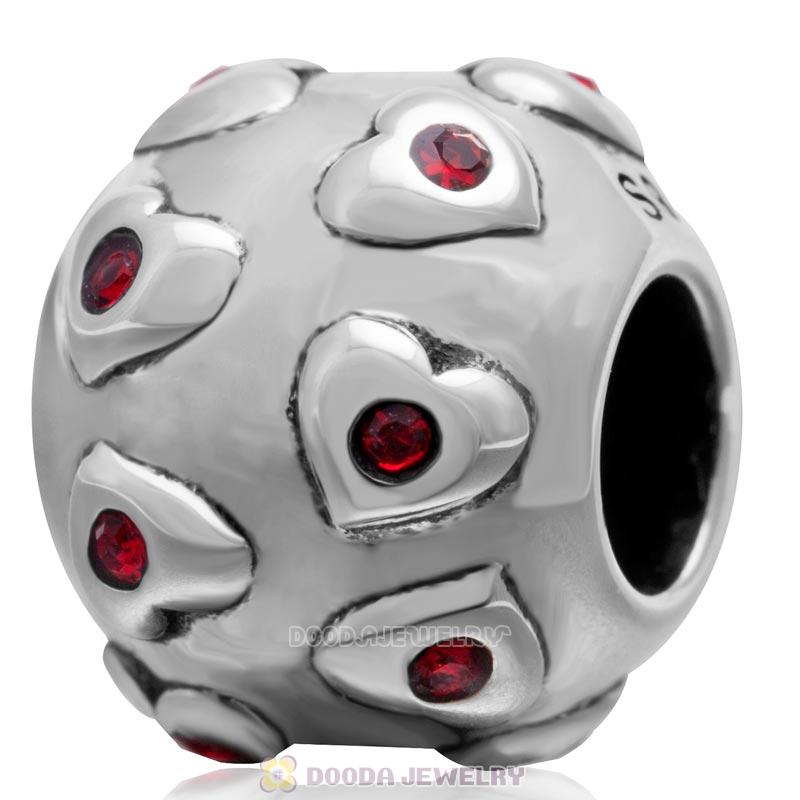 Love Arround 925 Sterling Silver European Bead with Lt Siam Crystal