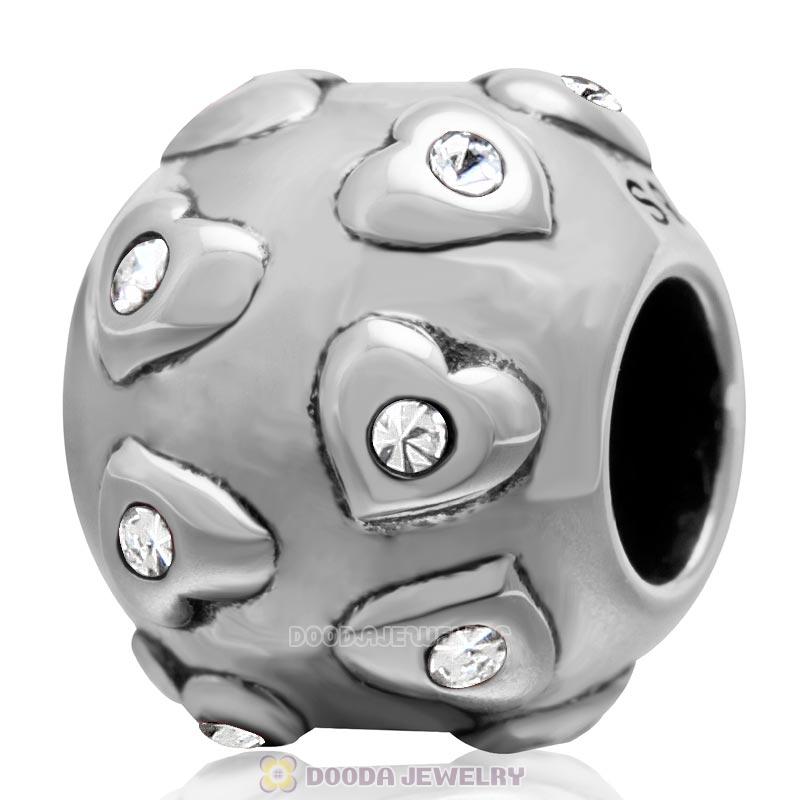 Love Arround 925 Sterling Silver European Bead with Clear Crystal