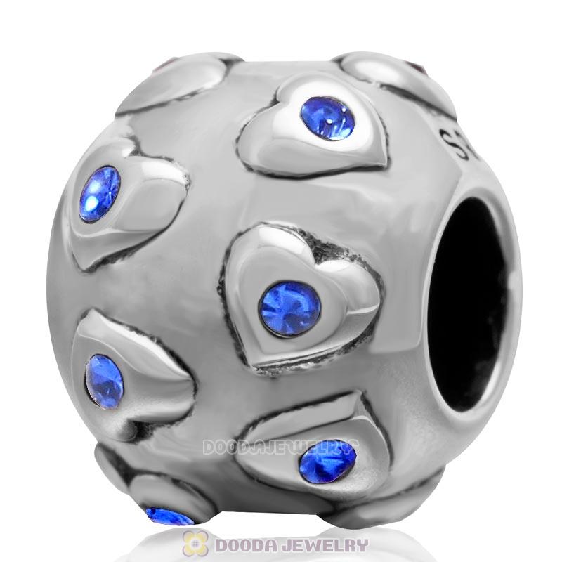 Love Arround 925 Sterling Silver European Bead with Sapphire Crystal