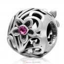 Daisy Flower with Rose Crystal 925 Sterling Silver Charm Bead