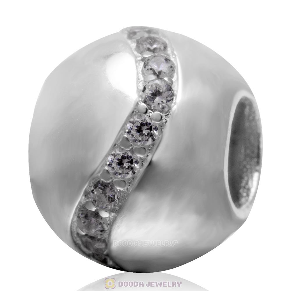 925 Sterling Silver Clear Cz Ball Bead
