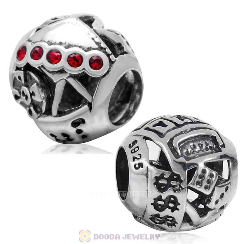 Las Vegas Gambling Charm Lt Siam Australian Crystal Bead 925 Sterling Silver