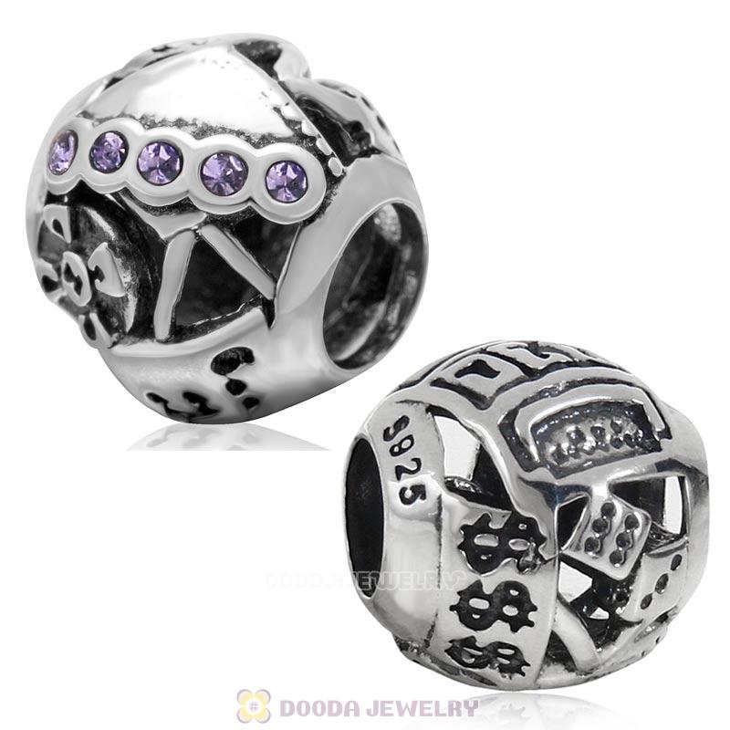 Las Vegas Gambling Charm Tanzanite Australian Crystal Bead 925 Sterling Silver