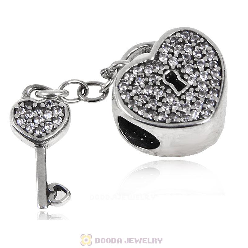 Sterling Silver Locks of Love Charm with Clear CZ Stone