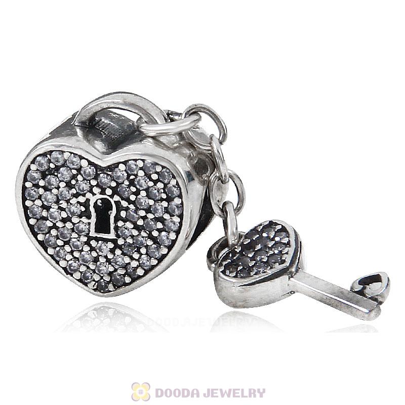 Lock key Silver European CZ Charm Crystal Spacer Beads Fit Necklace Bracelet NEW