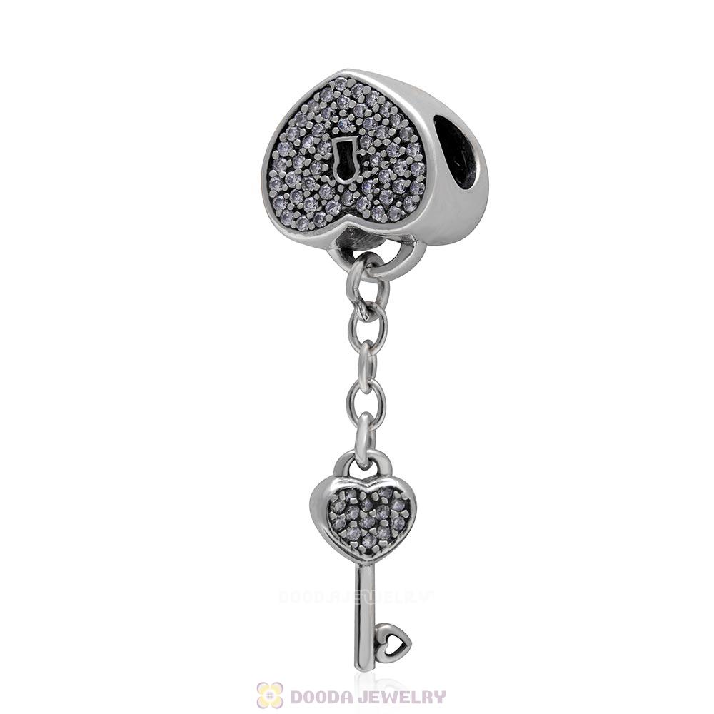 Sterling Silver Locks of Love Charm with Clear CZ Stone