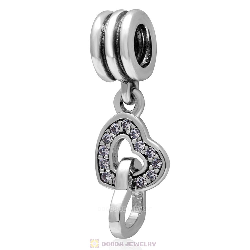 925 Sterling Silver Clear Cz Interlocking Love Charm
