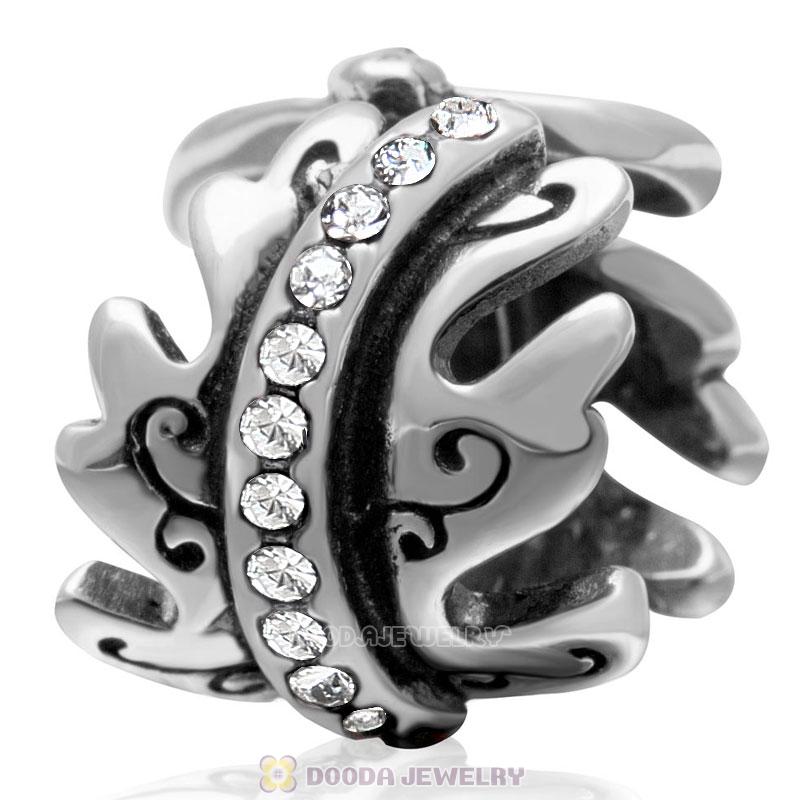 925 Sterling Silver Clear Crystal Spacer Charm Bead