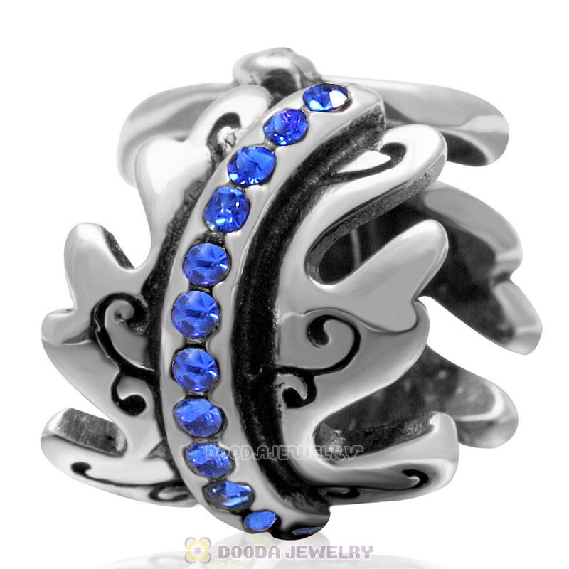 925 Sterling Silver Sapphire Crystal Spacer Charm Bead