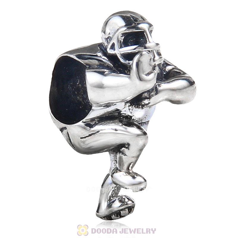 925 Sterling Silver No 1 Rugby Player Sport Charm Bead