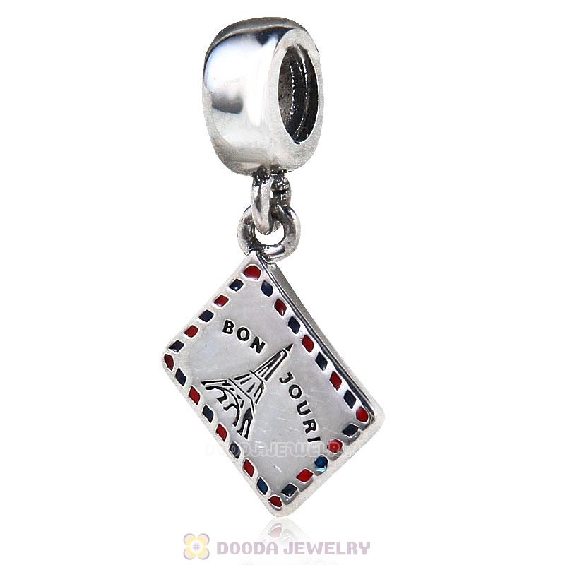 925 Sterling Silver Wish You Were Here Postcard Charm