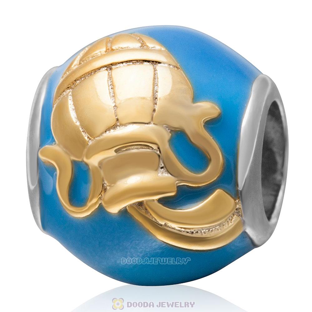 925 Sterling Silver Enamel Charm Zodiac Sign Aquarius Bead 
