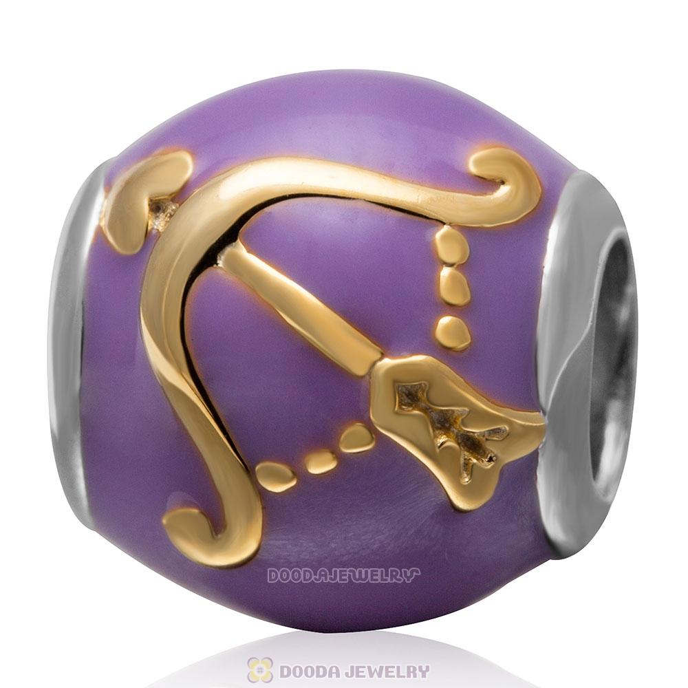 925 Sterling Silver Enamel Charm Zodiac Sign Sagittarius Bead 
