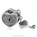 Sterling Silver Locks of Love Charm with Clear CZ Stone