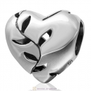 925 Sterling Silver Willows Open Heart Charm Bead