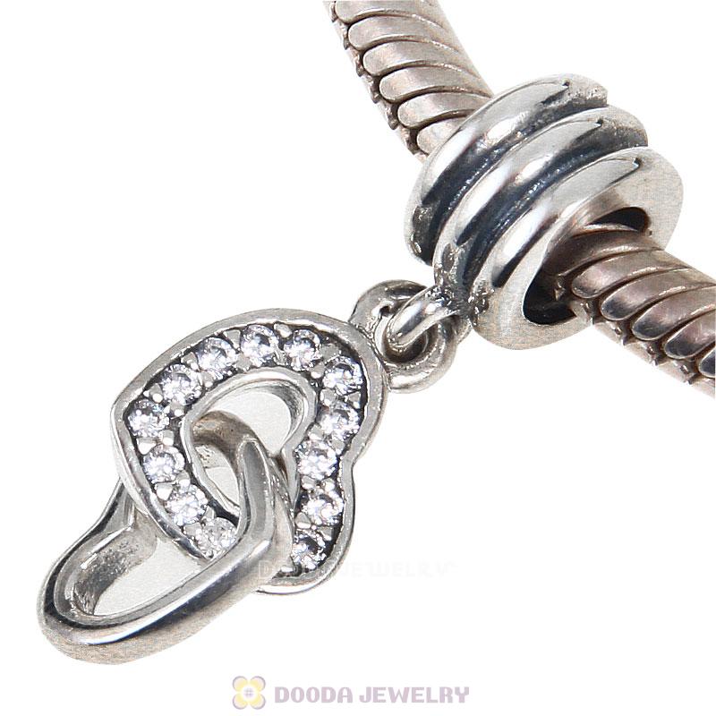 925 Sterling Silver Clear Cz Interlocking Love Charm