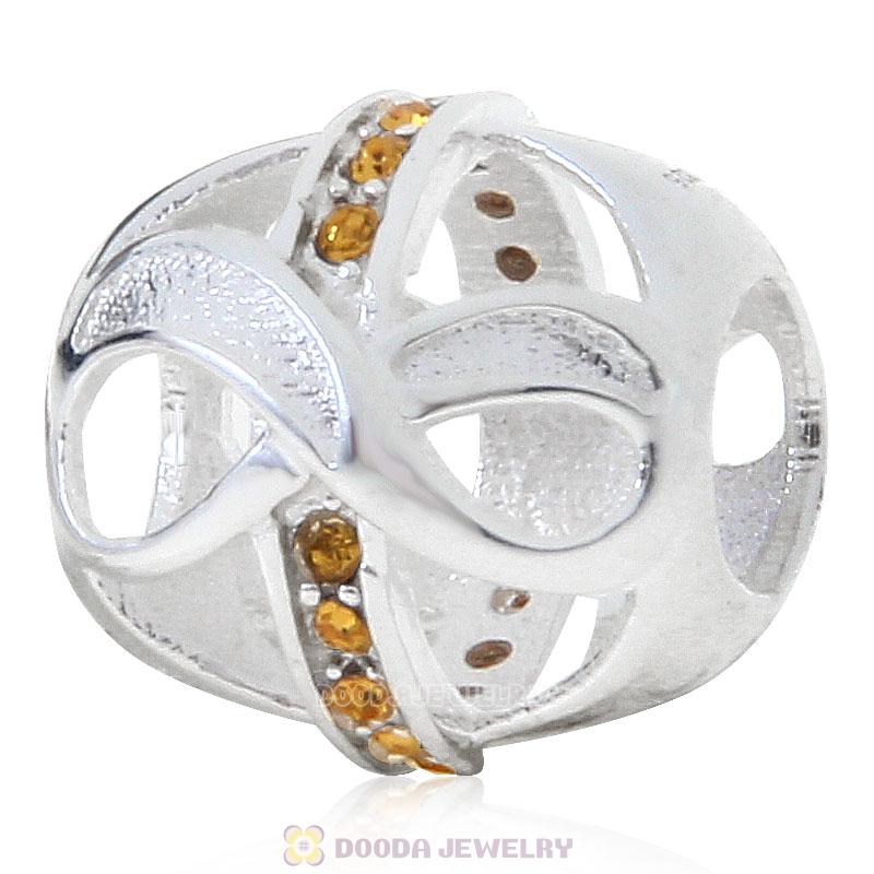 Sterling Silver Just What I Wanted Infinity Beads with Topaz Austrian Crystal