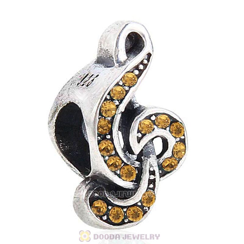 Sterling Silver Sweet Music Beads with Topaz Austrian Crystal