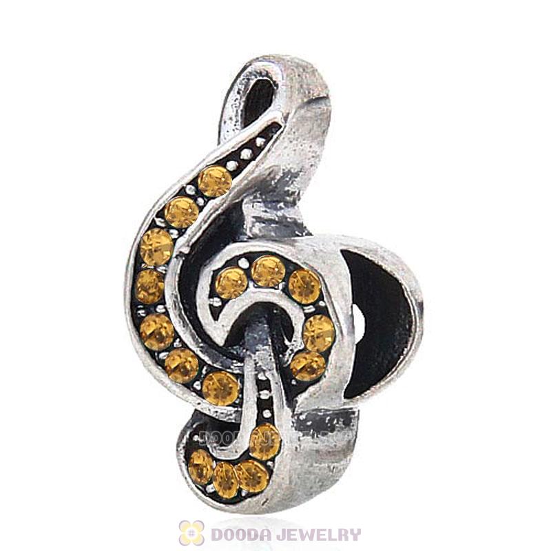 Sterling Silver Sweet Music Beads with Topaz Austrian Crystal