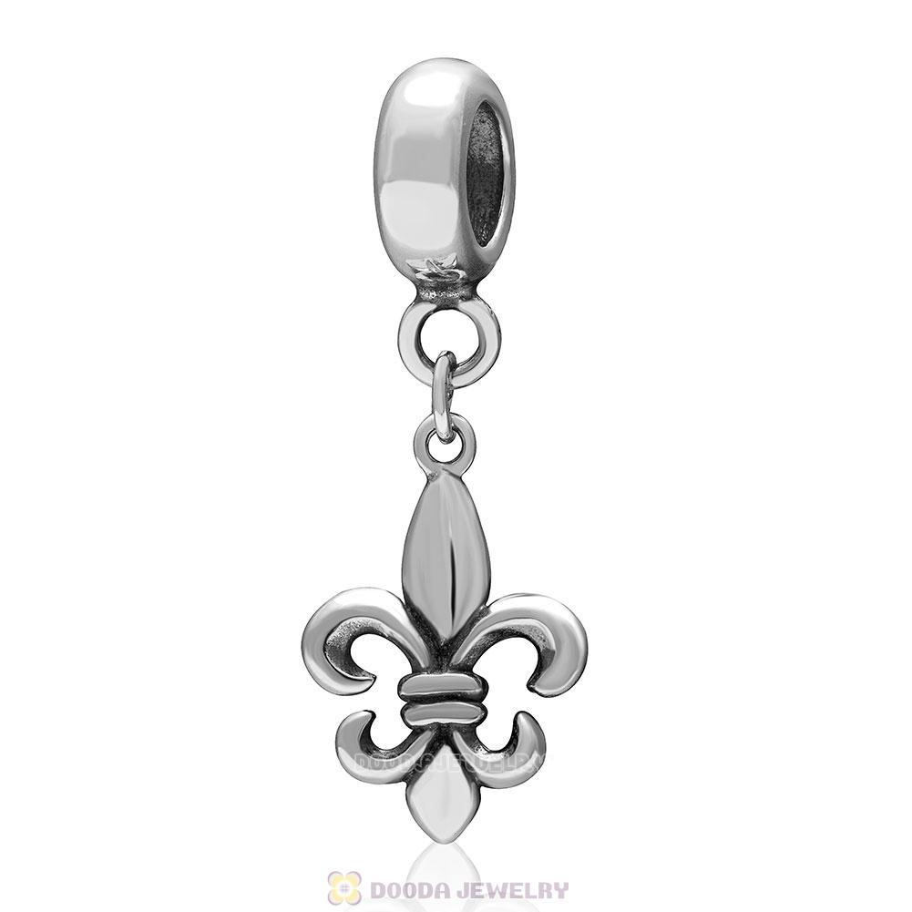 925 Sterling Silver Fleur de Lis Dangle Charms 