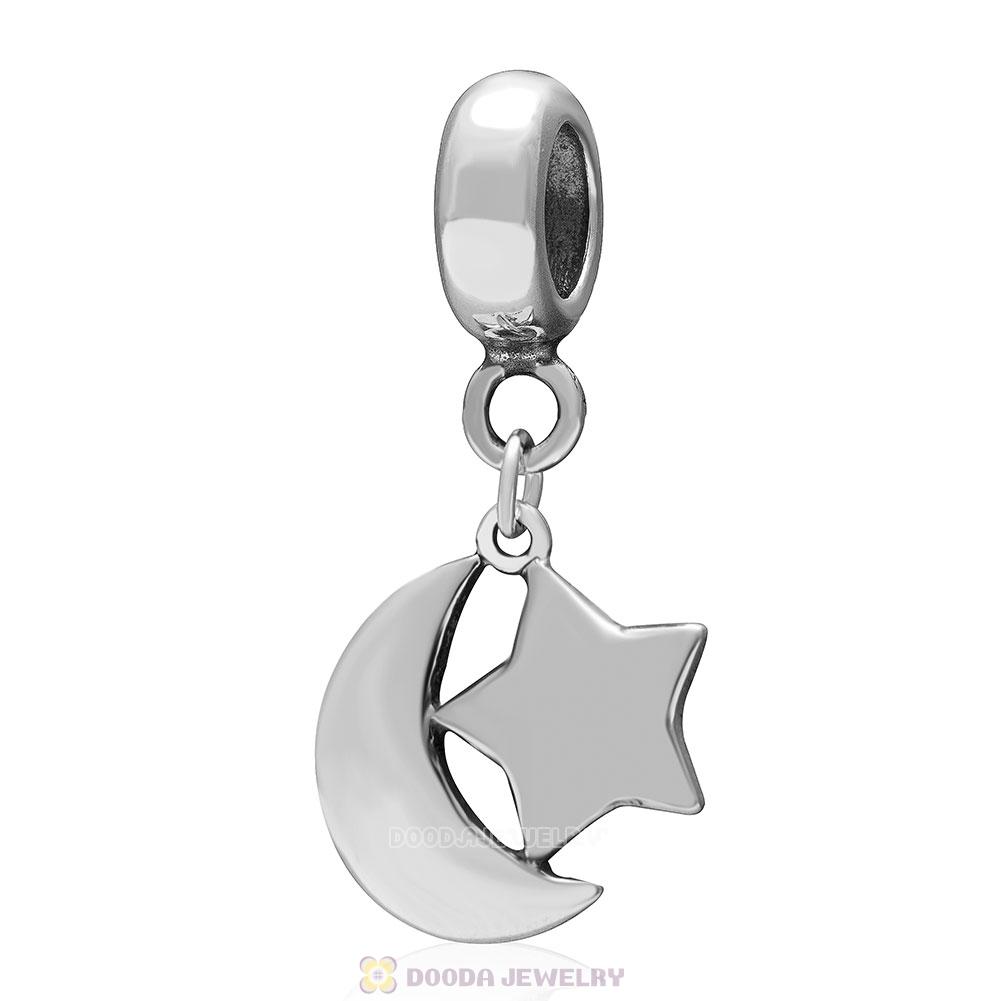 925 Sterling Silver Islamic Crescent Symbol Moon Star Pendant