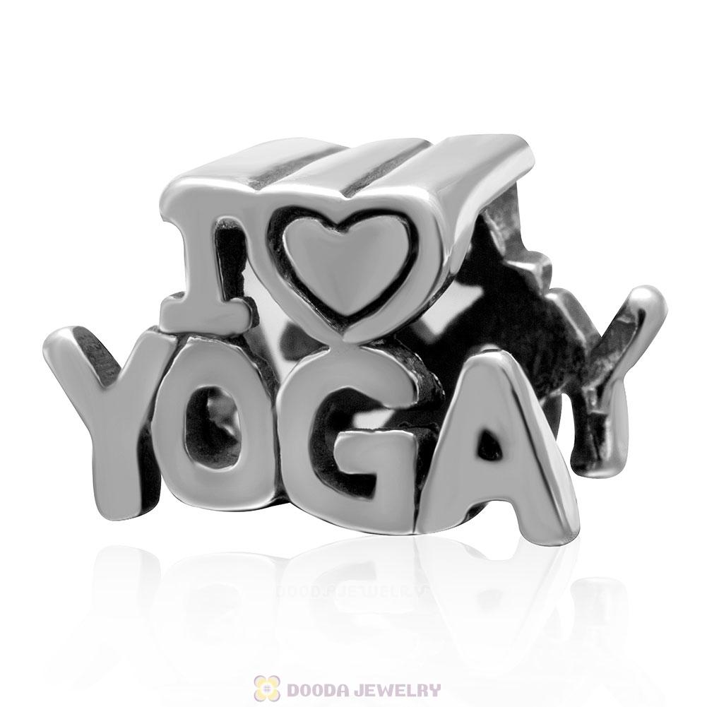 925 Sterling Silver I Love Yoga Meditation Exercise European Bead