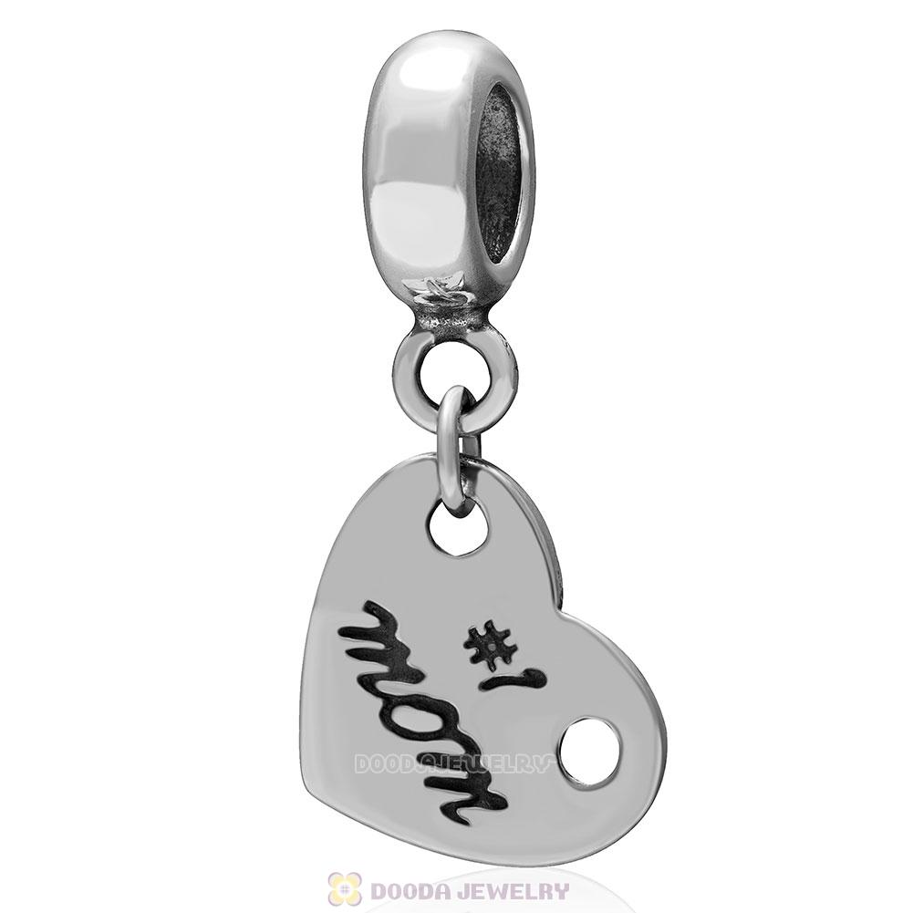 925 Sterling Silver No 1 Mom Heart Dangle Pendant