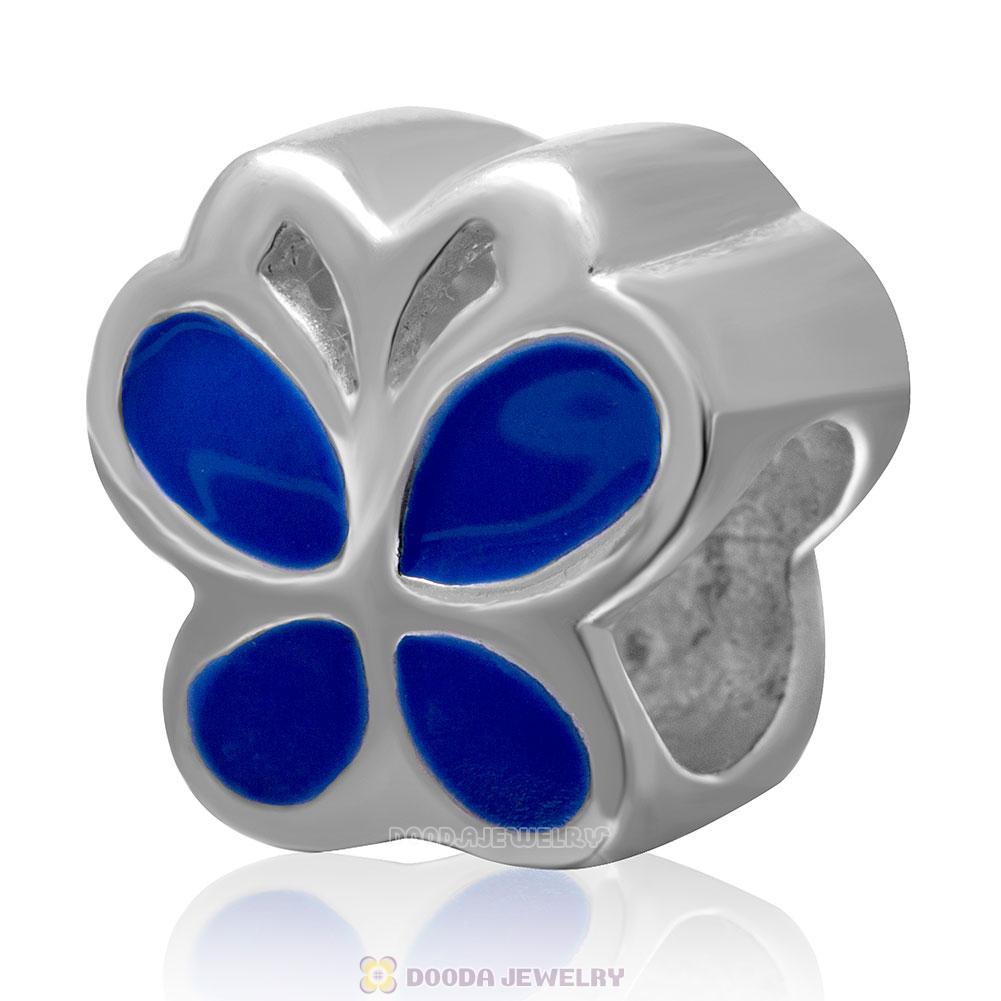 925 Sterling Silver Blue Butterfly Charm Bead with Enamel