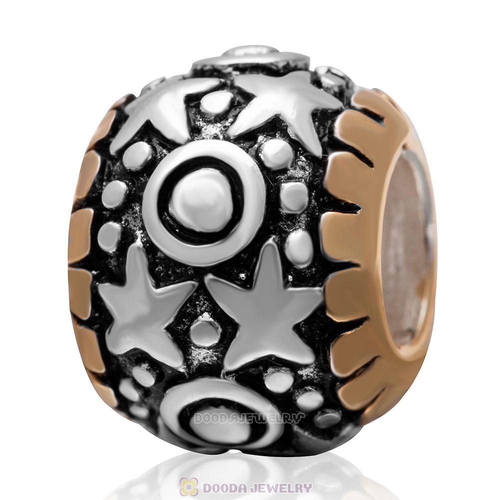 925 Sterling Silver Gold Plated Star Charm European Bead