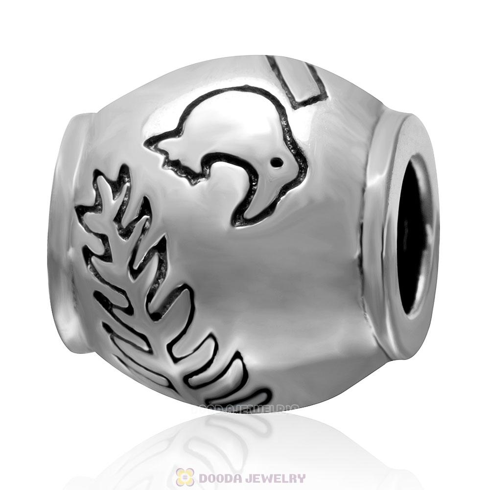 European Style 925 Sterling Silver Barrel Charm Bead