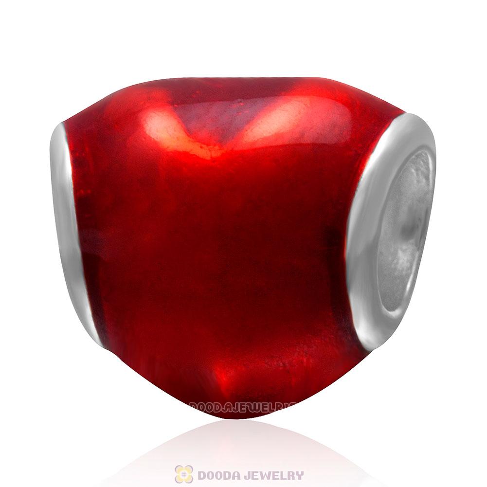 925 Sterling Silver In My Heart Charm Bead with Red Enamel