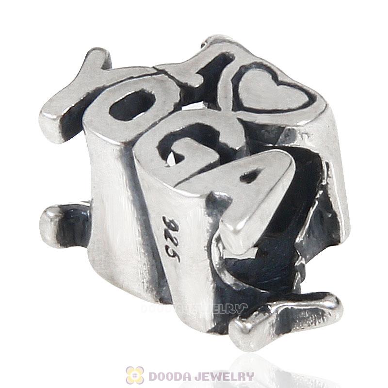925 Sterling Silver I Love Yoga Meditation Exercise European Bead