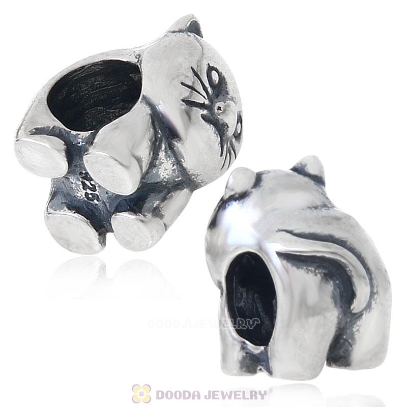 925 Sterling Silver Animal Cat Charm Bead