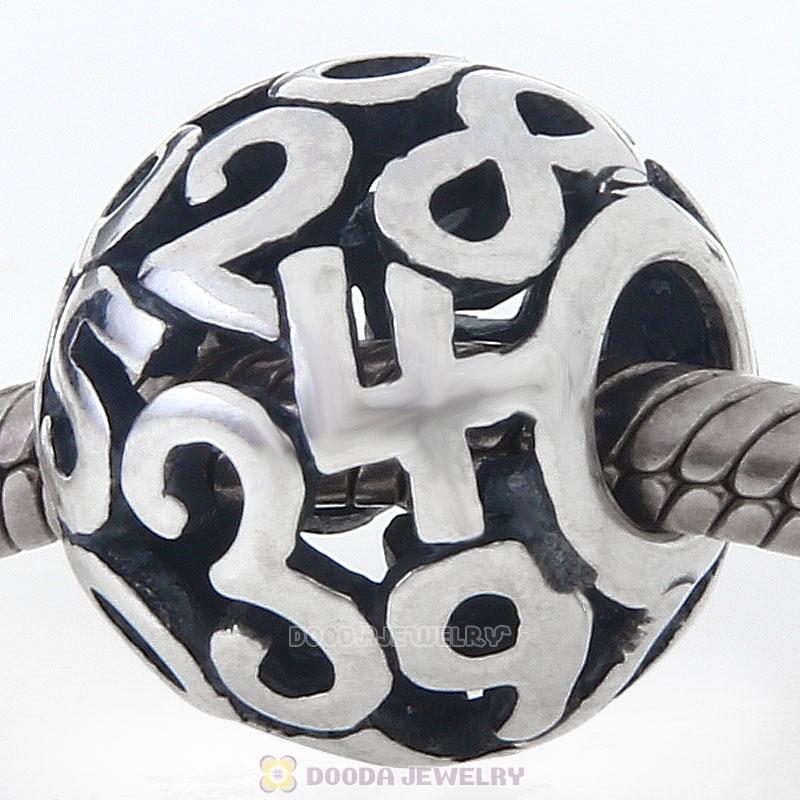 925 Sterling Silver 0 to 9 Combination Number Charm European Bead
