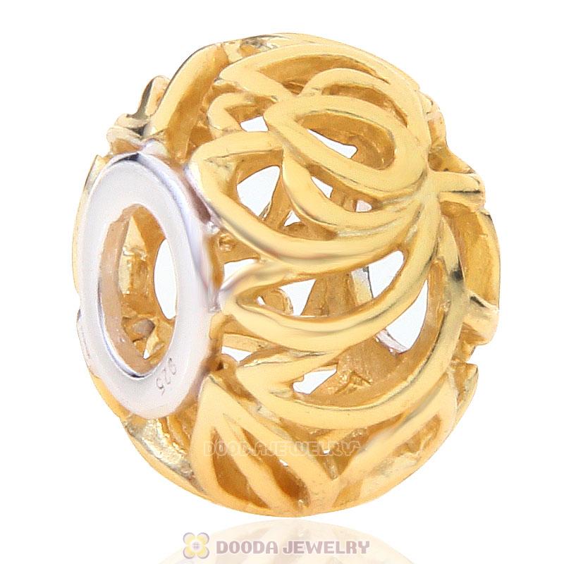 925 Sterling Silver European Gold Plated Open Charm Bead