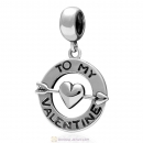 925 Sterling Silver To My Valentine with Heart Love Dangle Bead Pendant