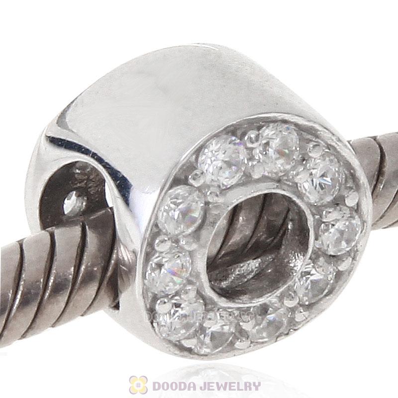 925 Sterling Silver Clear CZ April Birthstone Bead