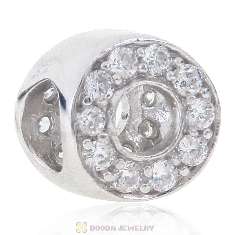 925 Sterling Silver Clear CZ April Birthstone Bead