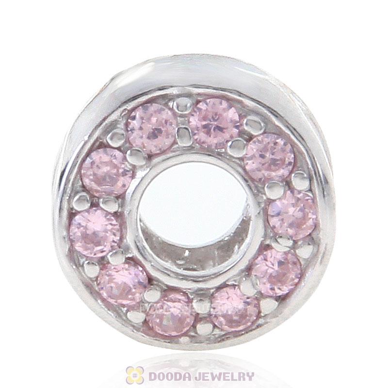 925 Sterling Silver Pink CZ October Birthstone Bead