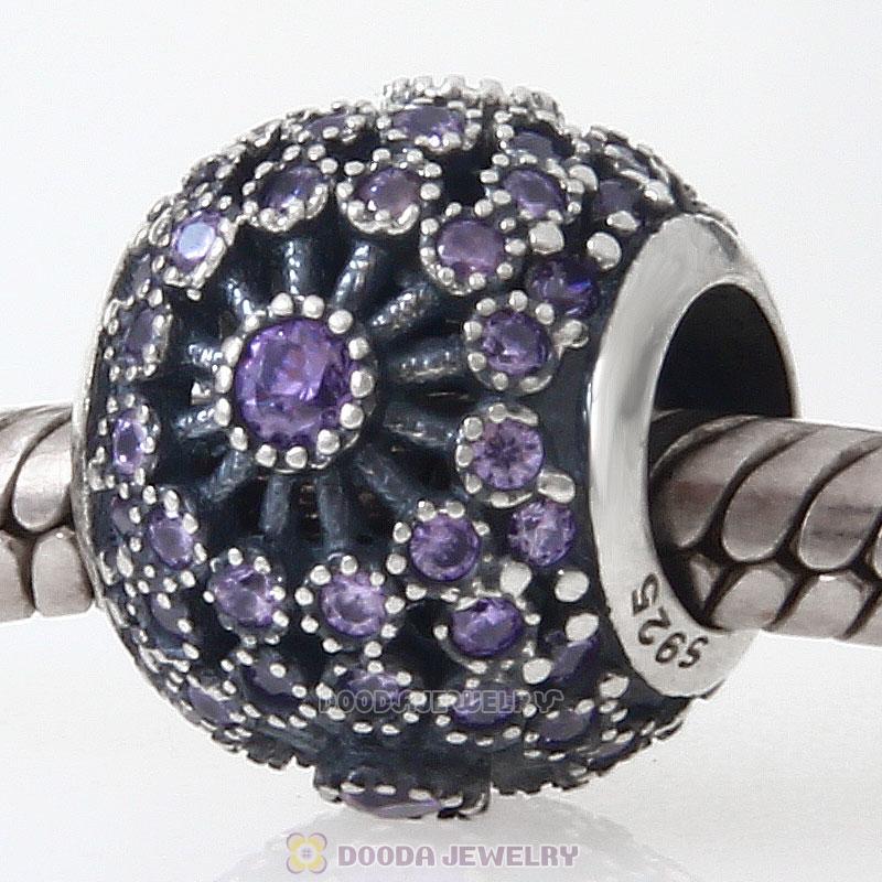 925 Sterling Silver Inner Radiance with Purple Cz Charm Bead 