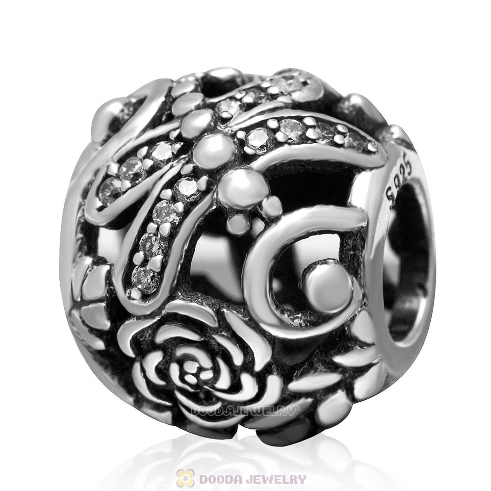 925 Sterling Silver Dragonfly Meadow with Clear CZ Bead