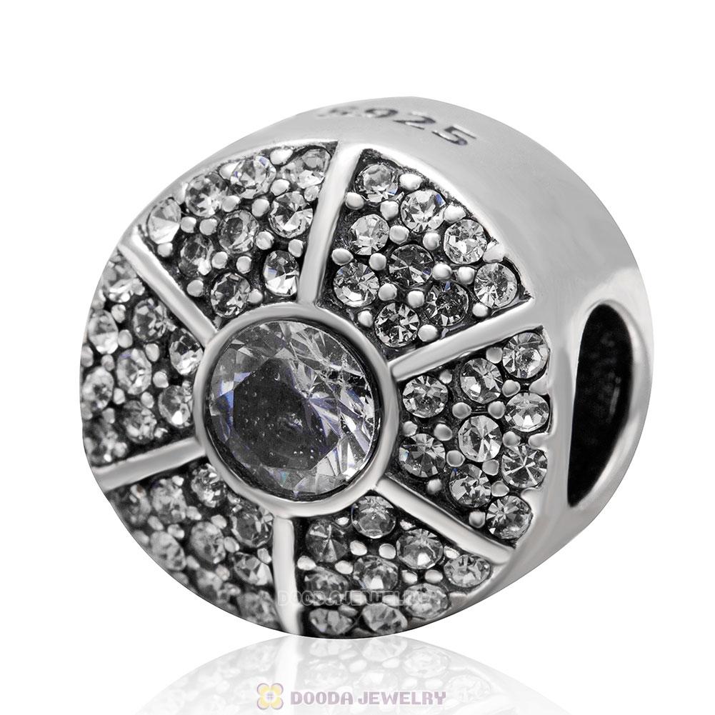 925 Sterling Silver European Clear CZ Crystal Charm Bead