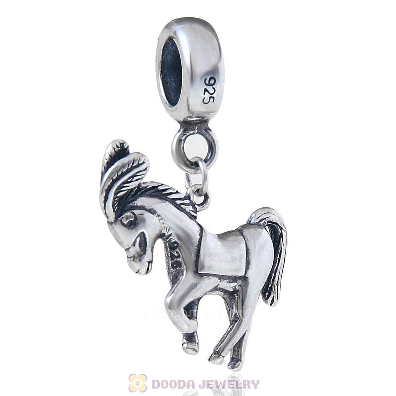 925 Sterling Silver Horse Dangle Bead Pendant