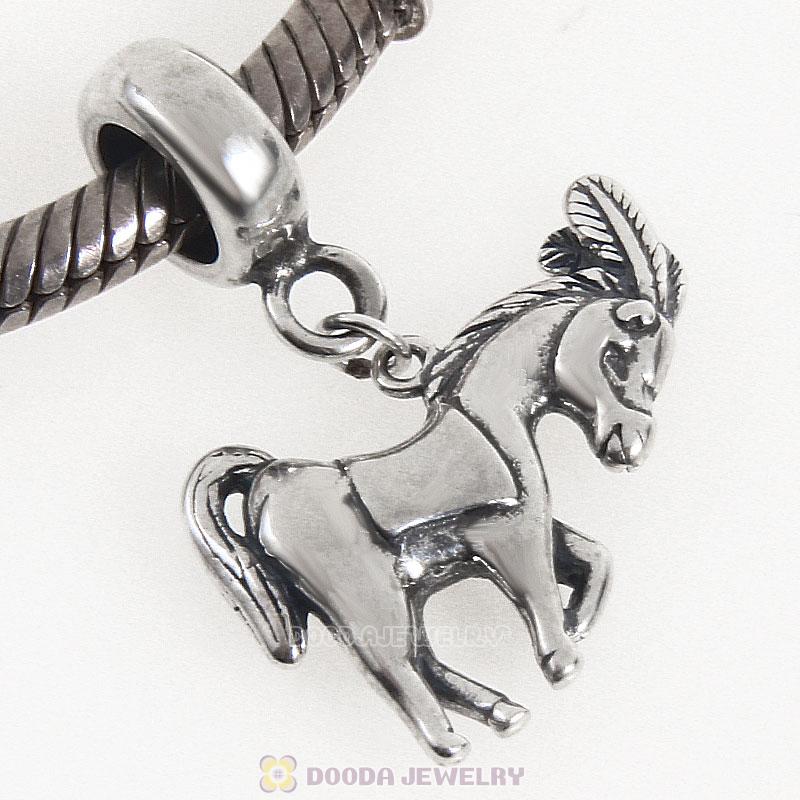 925 Sterling Silver Horse Dangle Bead Pendant
