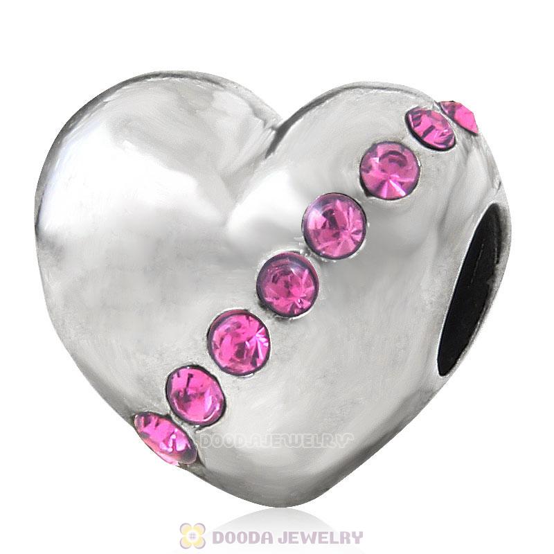 925 Sterling Silver Rose Crystal Mother Heart Love Bead